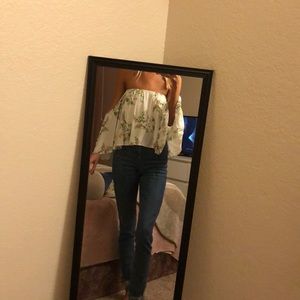 off the shoulder white shirt